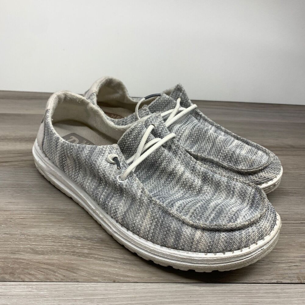 Hey Dude’s Women’s Wendy Sox‎ Glacier Gray/White Comfort Shoes 9/40